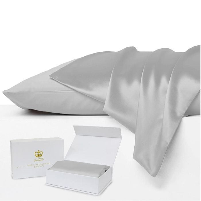 Luxor Crown SILVER Set of 2 Mulberry Silk Pillowcases
