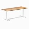 Desky Dual Sit To Stand Teak Hardwood Desk 180x75cm White Frame