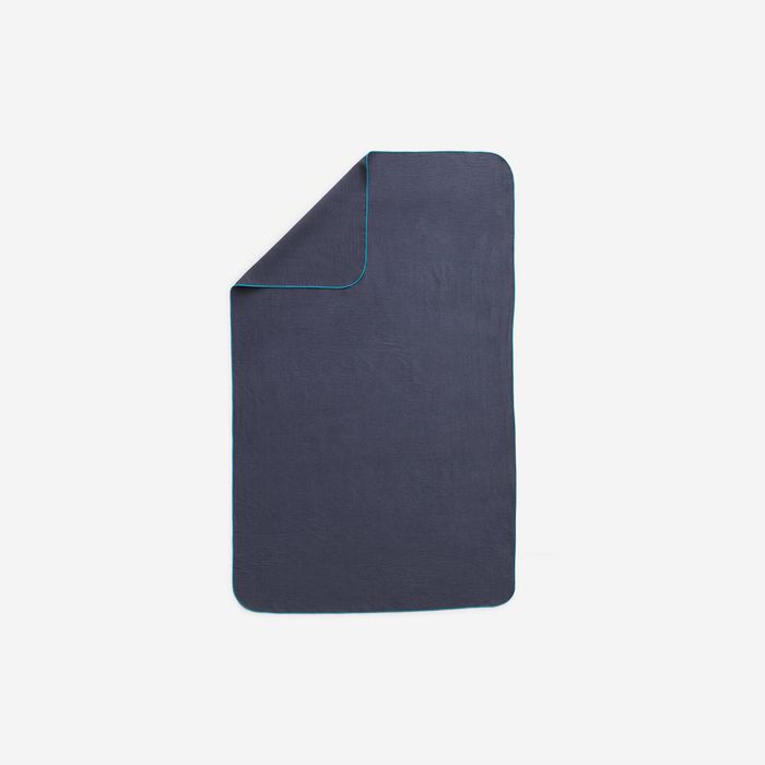 Decathlon - Microfibre Striped Towel Size L 80 X 130 Cm - Blue - One Size
