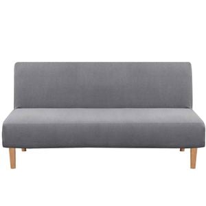 Smarcute 3 Seater Armless Futon Sofa Bed Cover Stretch Jacquard Couch Protector Light Grey