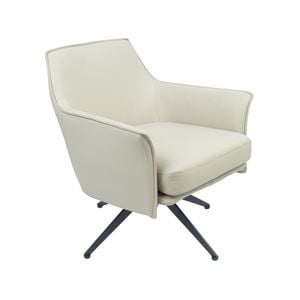Freya Leather Swivel Occasional Chair Lounge Seat - Beige