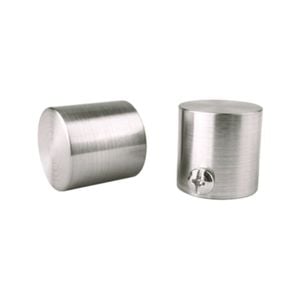 Pillar 16mm Brushed Chrome Curtain Rod Finial Cap - 2 Pack