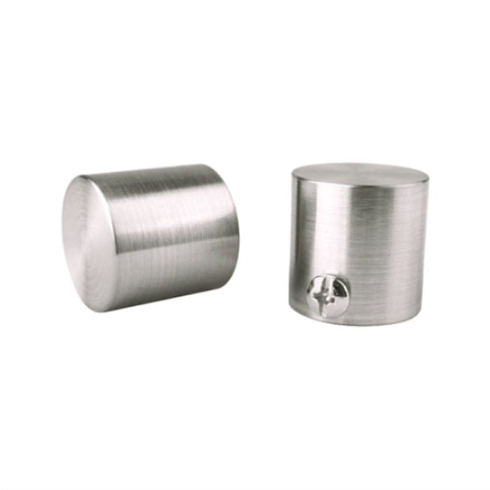 Pillar 16mm Brushed Chrome Curtain Rod Finial Cap - 2 Pack