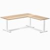 Desky Fixed Height White Ash Hardwood L-shape Office Desk 1800x1750mm White Frame