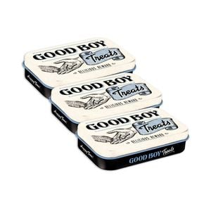 3pk Nostalgic-art Pet Treat Storage Tin Good Boy Treats Metal 9.5x6x2cm White