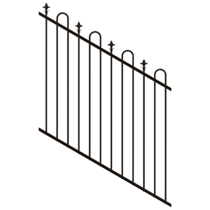 ProtectorAl 0350-1200W x 1200H Satin Black Loop & Spear Top Pool Fence Panel Raked 16-30º - Black