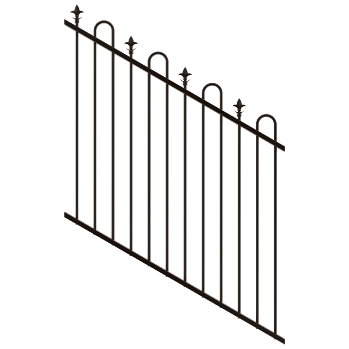 ProtectorAl 0350-1200W x 1200H Satin Black Loop & Spear Top Pool Fence Panel Raked 16-30º - Black