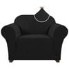 Smarcute 1 Seater High Stretch Jacquqard Textured Sofa Cover Black