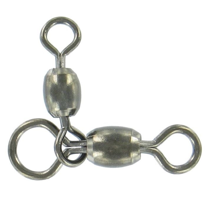 10 Pack of Size 1x2 Shogun 3 Way Crane Swivels - 160/125lb Black Crossline Crane Fishing Swivels