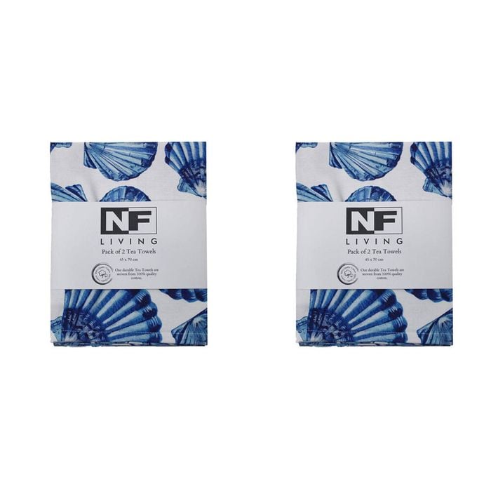 2x 2pc NF Home & Entertaining Essentials Blushell Tea Towel 25x18cm Solid Blue