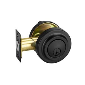 Delf Matte Black Low Profile Round Single Cylinder Deadbolt