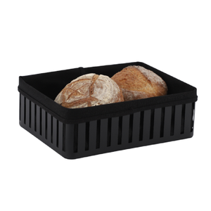 Classica Hudson Black Metal Bread Basket with Cotton Lining 25 x 19cm