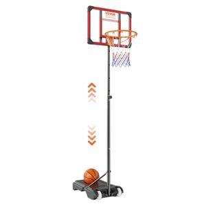 VEVOR Basketball Hoop Black Adjustable Height Portable Backboard System for Outdoor