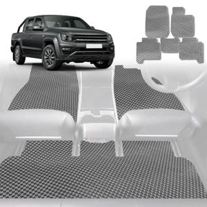 6D Diamond Car Floor Mats for VolksWagen Amarok Dual Cab 2010-2022-Full Set-Grey-Outback GT