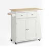 Lauft White Rolling Kitchen Island Trolley | 2 Door Cabinet Mobile Cart