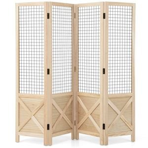 Costway 4-panel Folding Room Divider Wood Diy Decorative Home Office Natural