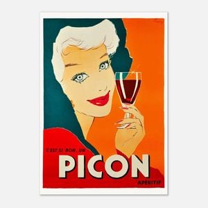 Galrie Picon Aperitif French Vintage Advertising Poster by Marcus Campbell Artwork Décor, Poster Only, A4 21 x 30cm (8 x 12inch)