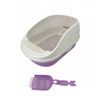 YES4PETS Large Portable Cat Toilet Litter Box Tray with Scoop and Grid Tray Purple