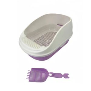 YES4PETS Large Portable Cat Toilet Litter Box Tray with Scoop and Grid Tray Purple