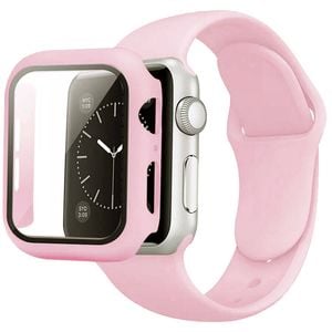 Silicone Sports Watch Band Strap + Case Set - For Apple iWatch 44mm (Pink)