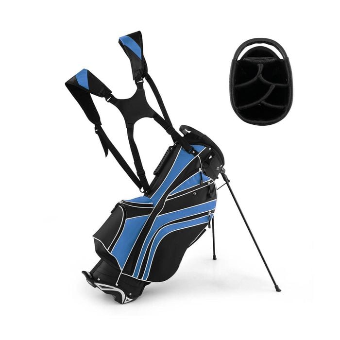 Costway Golf Stand Cart Bag w/6 Way Divider Carry Organizer Storage Pockets Blue
