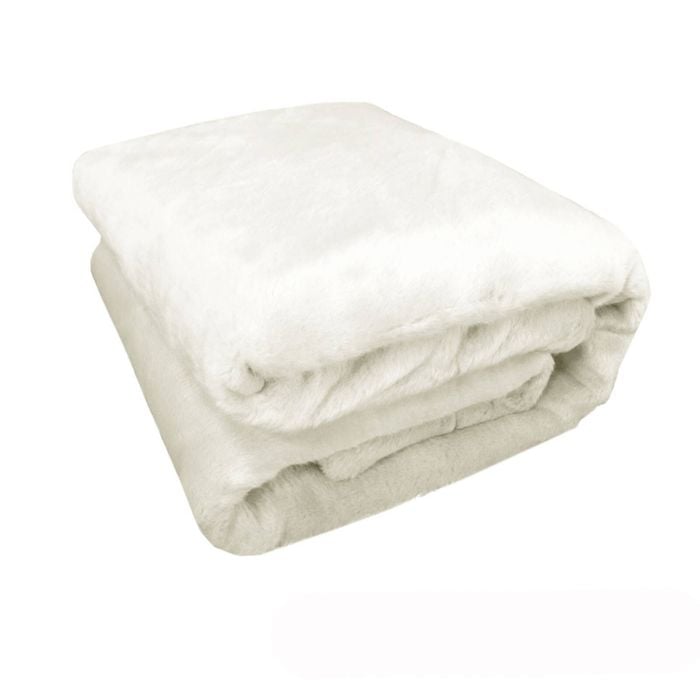 Canine Faux Fur Throw Rug 127 x 152 cm White