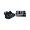 3+2 Seater Seater Finest Black Leatherette Recliner Feature Console LED Light Ultra Cushioned