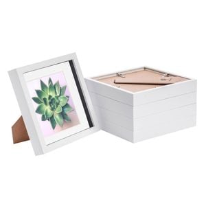 Nicola Spring 5 Piece 8 X 8 3d Shadow Box Photo Frame Set - Craft Display Picture Frame With 6 X 6 Mount - White
