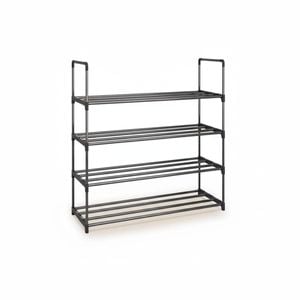 4-Tier Stainless Steel Shoe Rack Storage Organizer to Hold up to 20 Pairs of Shoes (80cm, Black)