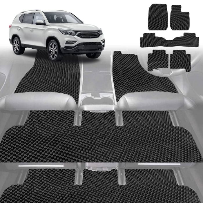 6D Diamond Car Floor Mats for SsangYong Rexton 2017-Current-Ultimate Set-Black-Outback GT