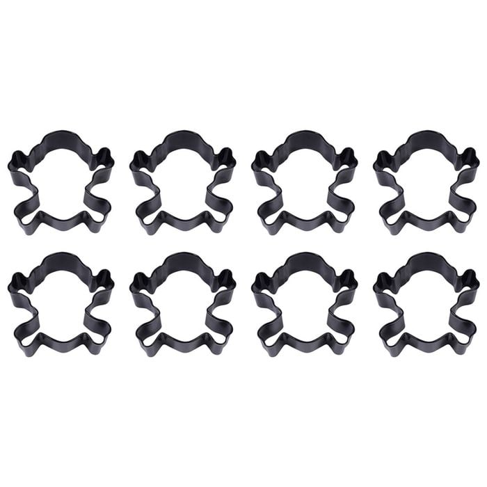 8PK R&M Skull & Crossbones Cookie Cutter Polyresin Coated Steel 9cm - Black