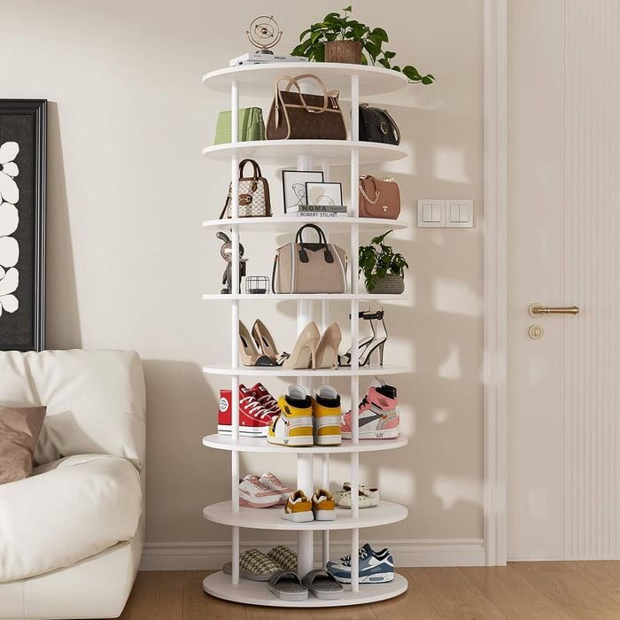 Advwin 7-Tiers Rotating Shoe Rack Tower 360° Spinning Shoe Rack Tower Revolving Free Standing Shoe Storage Organizer