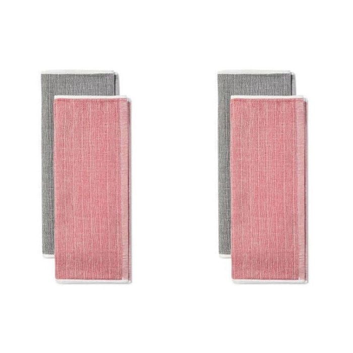 2x 2pc Kitchen Aid 100% Cotton Dish/Tea Towels Empire Red and Charcoal Grey