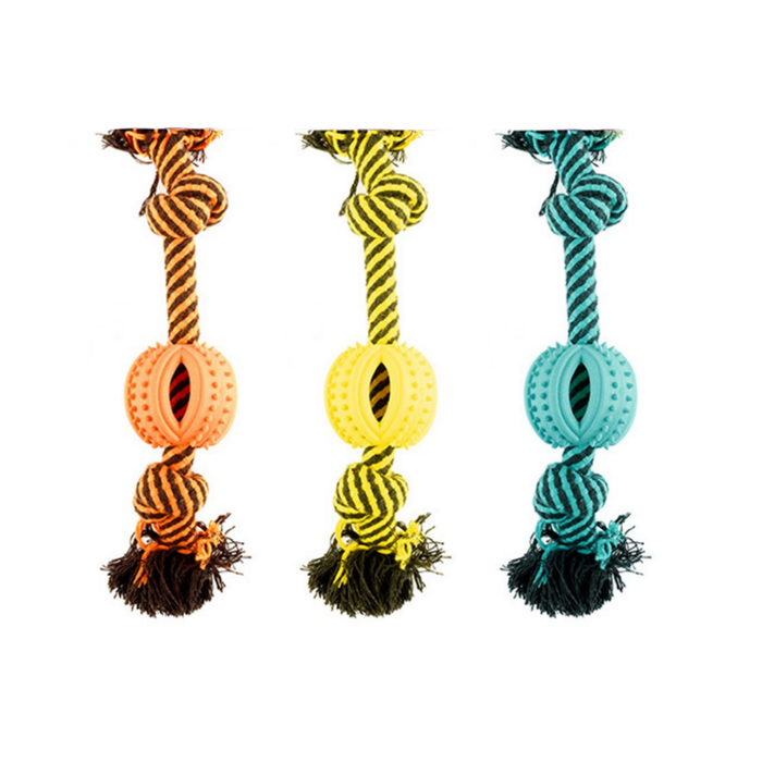 Yes4pets 3 X Dog Toy With Braided Rope Ball And Knot