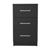 Ufurniture Bedside Table 3 Drawers Nightstand Bedroom Storage Cabinet 66cm Side Table Black