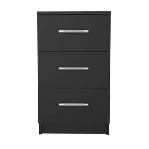Ufurniture Bedside Table 3 Drawers Nightstand Bedroom Storage Cabinet 66cm Side Table Black