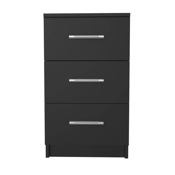 Ufurniture Bedside Table 3 Drawers Nightstand Bedroom Storage Cabinet 66cm Side Table Black