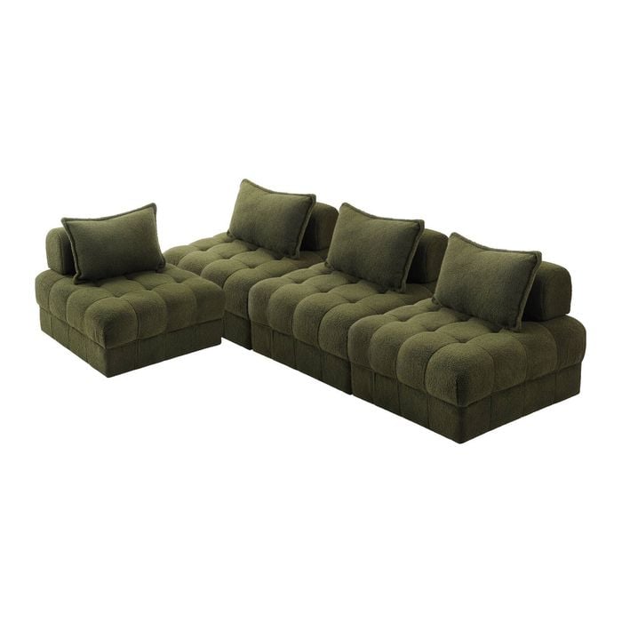 Oikiture 4 Seater Boucle Modular Sofa Lounge Chair