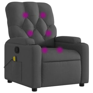 vidaXL Massage Recliner Chair Armchair Single Sofa Living Room Dark Grey Fabric