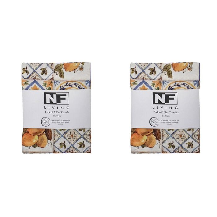 2PK NF Home & Entertaining Essentials PortTile Tea Towel 25x18cm Multicoloured