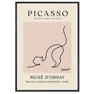 Galrie Picasso's Elegant Cat Art Print Premium Museé d'Orsay Collection for Home Decor, Black Frame, A2 42 x 60cm (16 x 24inch)