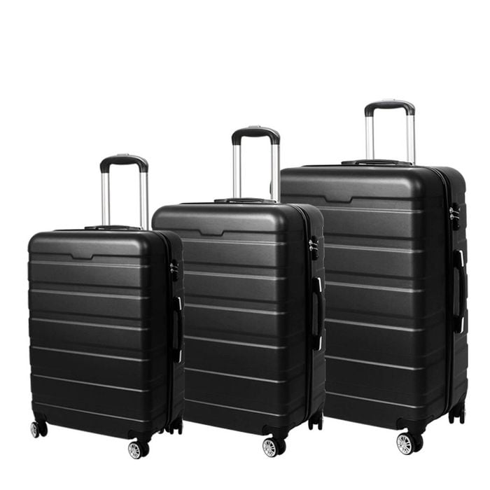 Slimbridge 3PCS ABS Carry On Luggage Black