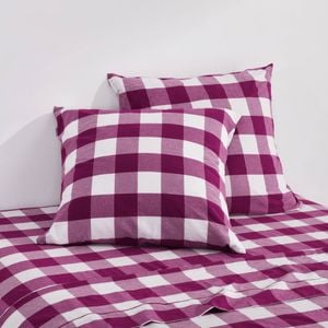 Dreamaker Remy Washed Cotton Yarn Dyed Check Euro Pillowcase Berry Twin Pack