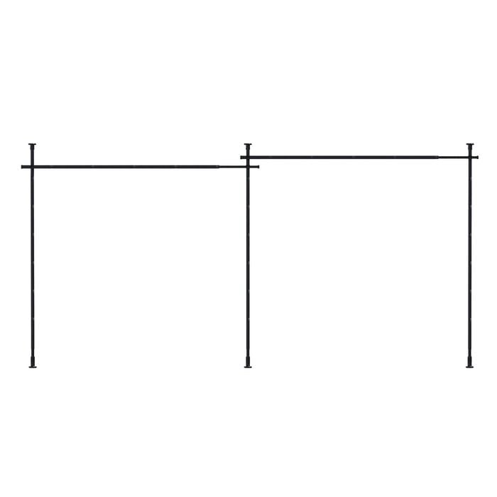 Ufurniture Room Divider Curtain Rods No-drill Floor-to-ceiling Adjustable Room Separator Temporary Window Rod L-shape Black