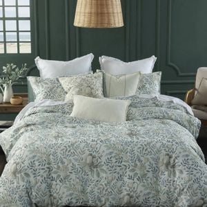 Mm Linen Whisper 300tc Cotton Sateen Botanical Floral Bed Quilt Cover Set Queen