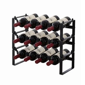 Artiss Wine Rack Metal 12 Bottles Modular Black