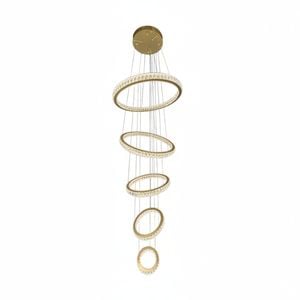 Element Lighting AARON 5 Ring Crystal Chandelier Tri-colour LED (Gold)