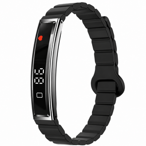 Smart Bracelet Fitness Tracker Heart Rate Monitor Ip68 Waterproof Sports Smart Watch For Android & Iphone Black Rubber