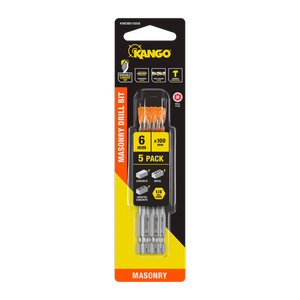 Kango 6 x 100mm 1/4" Masonry Drill Bit - 5 Pack
