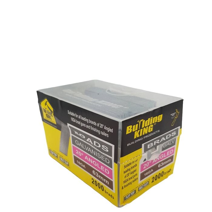 Building King 63mm Galvanised Angled Brads - 2000 Pack